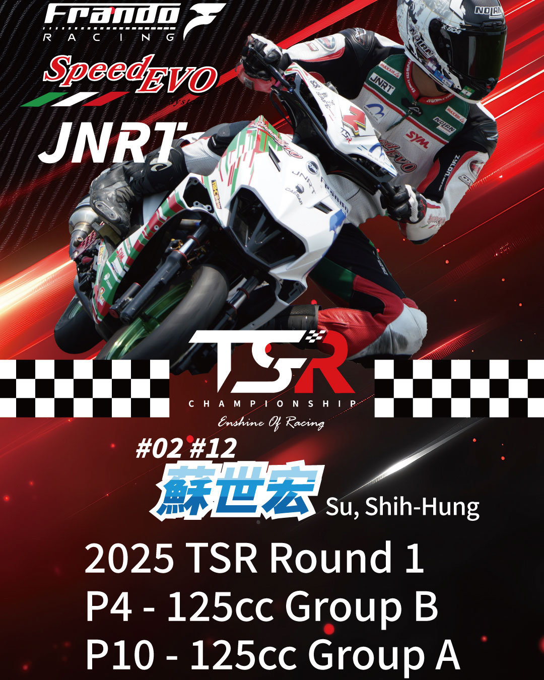 Triple achievement unlocked! At Round 1 of 2025 TSR（Taiwan Spirit Riders Assocaiation）Grand Prix at Tainan Anding Circuit, the team proudly secured top honors!
