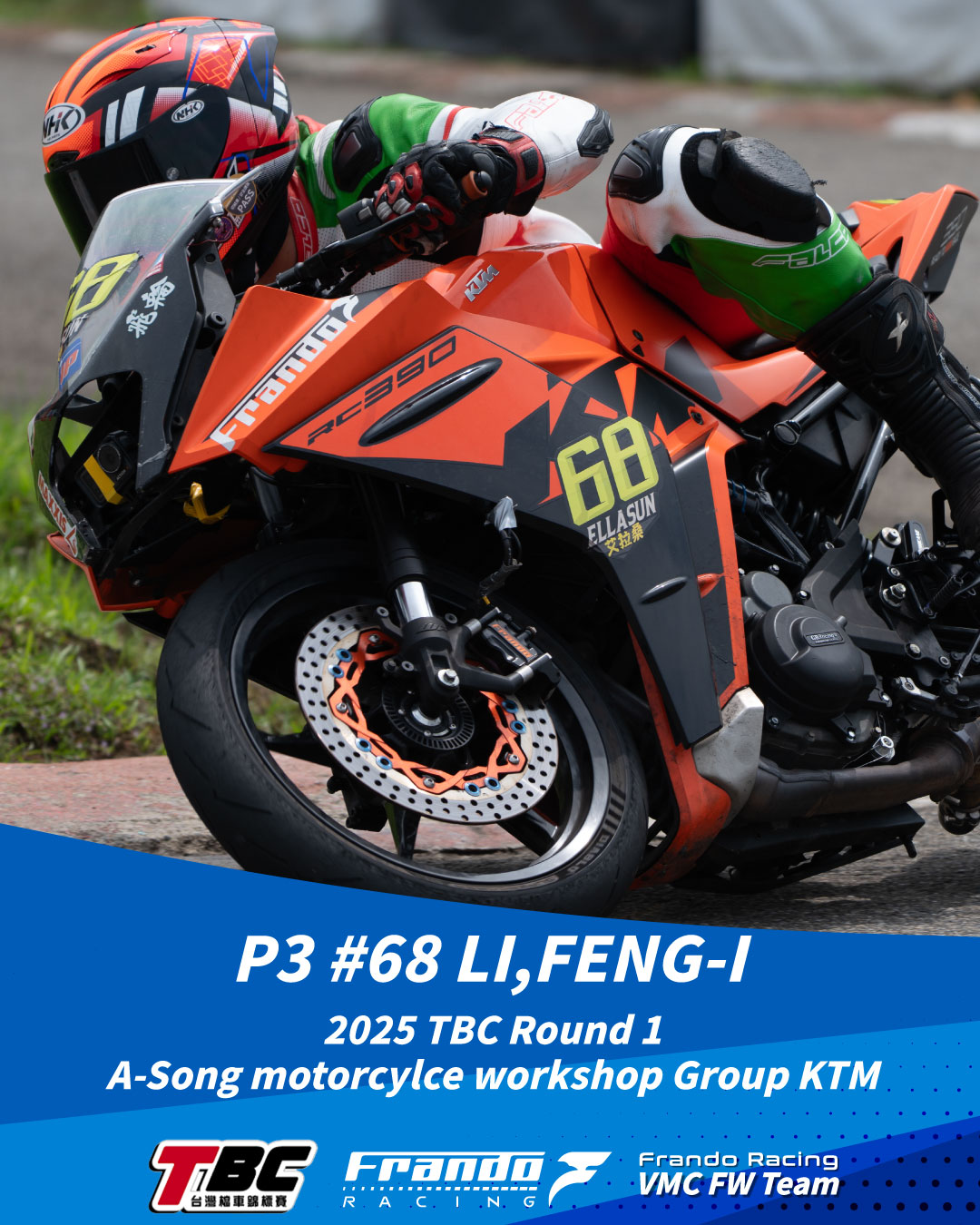 P2 Finish Frando braking power, leading the race once again. Glorious Return at Round 1 of the 2025 TBC Grand Prix KTM Group